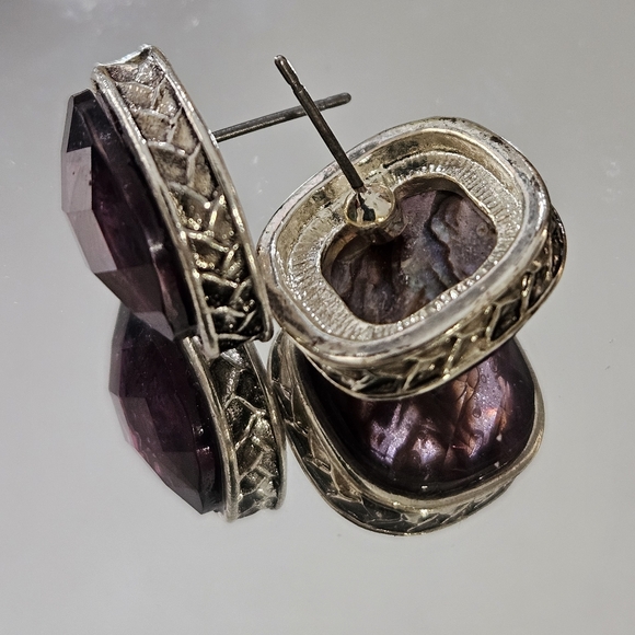 Purple & Abalone Shell Studs - Picture 2 of 4